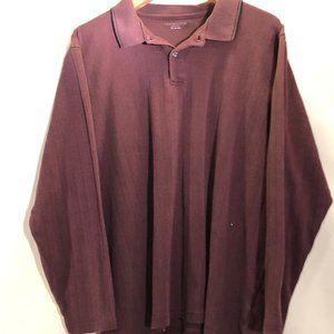 Covington Long Sleeve Burgundy Knit Polo, Sz. XL